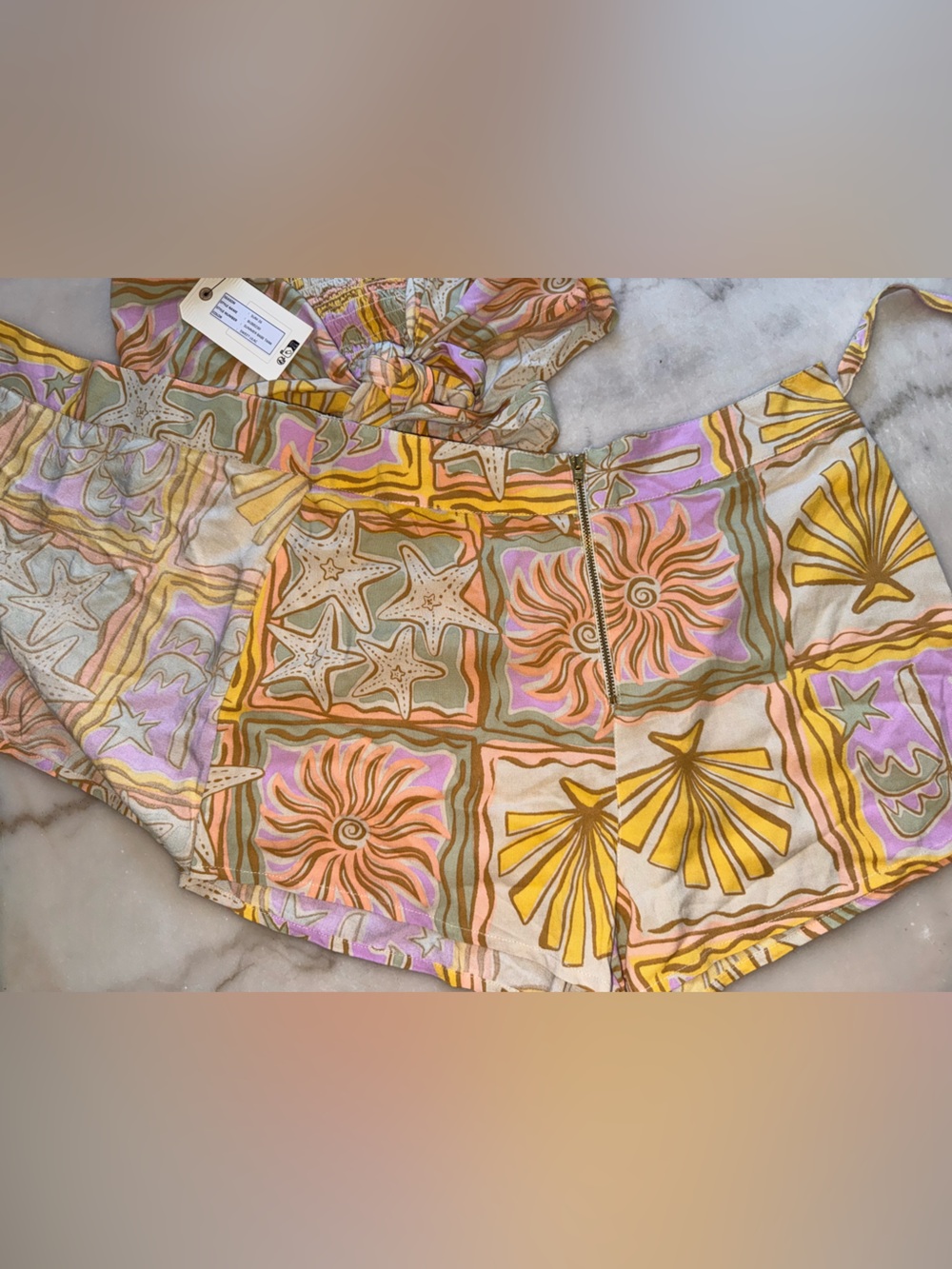 Billabong Two-Piece Skort Set in Yellow, Pink, Green, Cream - Picture 4 of 6